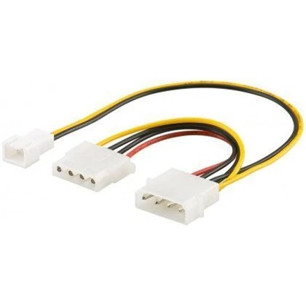 Goobay 96118 PC Y maitinimo kabelis/adapteris; 5,25 colio vyriškas iki 1 x 5,25 colio moteriškas ir 1 x 2 kontaktų ventiliatorius (12 V) 0,25 m