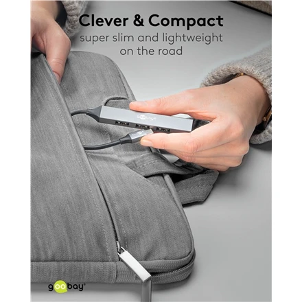 Goobay Slim 4 prievadų USB šakotuvas, USB-C į USB-A, 5 Gbit/s | 74457