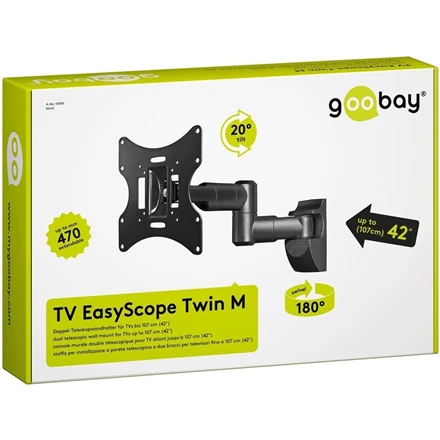 Laikiklis Goobay TV EasyScope Twin M 51885 Wall Mount, 17-42 ", Maximum weight (capacity) 30 kg, Juodas