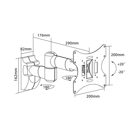 Laikiklis Goobay TV EasyScope Twin M 51885 Wall Mount, 17-42 ", Maximum weight (capacity) 30 kg, Juodas