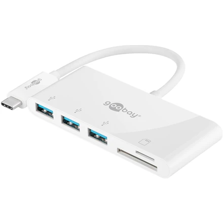 Goobay USB-C kelių prievadų adapteris prie 3x USB-A, kortelių skaitytuvas | 62097