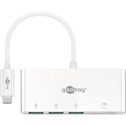 Goobay USB-C kelių prievadų adapteris prie 3x USB-A, kortelių skaitytuvas | 62097