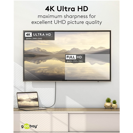 „Goobay“ USB-C–HDMI kabelis, 4K, 60 Hz, 1 m | 75696