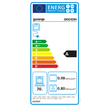 Viryklė Gorenje Cooker | GK5C42SH | Hob type Gas | Oven type Electric | Pilkas | Plotis 50 cm | Gylis 59.4 cm | 70 L