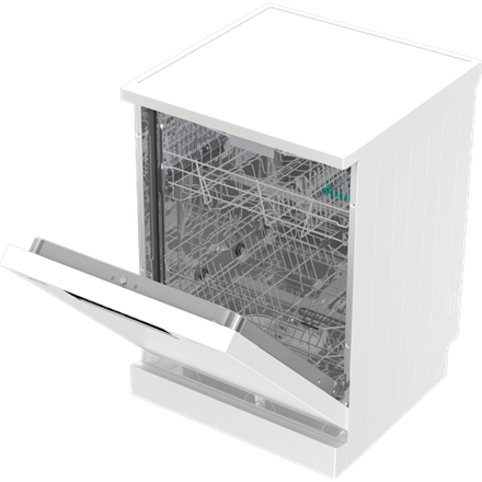 Indaplovė Gorenje GS643E90W | Pastatoma | Plotis 59.9 cm | 6 programos | E klasė| Ekranas | AquaStop funkcija | Balta