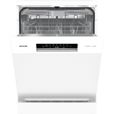 Indaplovė Gorenje GS643E90W | Pastatoma | Plotis 59.9 cm | 6 programos | E klasė| Ekranas | AquaStop funkcija | Balta