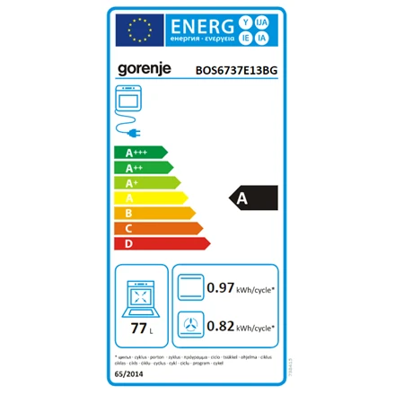 Gorenje | Orkaitė | BOS6737E13BG | 77 L | Daugiafunkcis | EcoClean | Mechaninis valdymas | Garų funkcija | Konvekcija | Aukštis 59,5 cm | Plotis 59,5 cm | Juodas