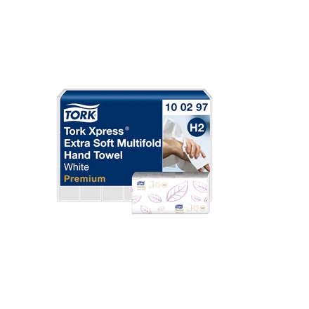 Lapelinis rankšluostinis popierius Tork Premium Extra Soft H2, 2 sl., 100 lap., 34x21,2cm, P,21vnt