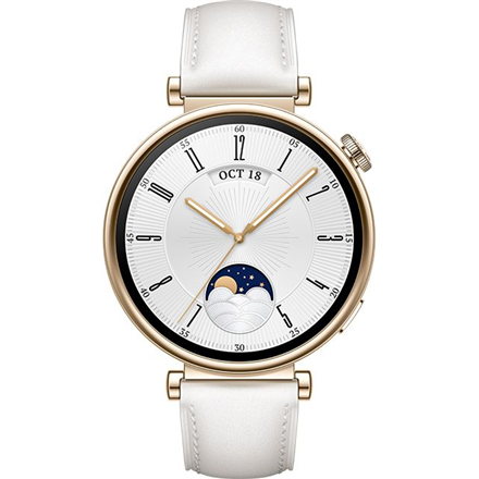 HUAWEI WATCH GT4 41mm Gold White Leather Armband