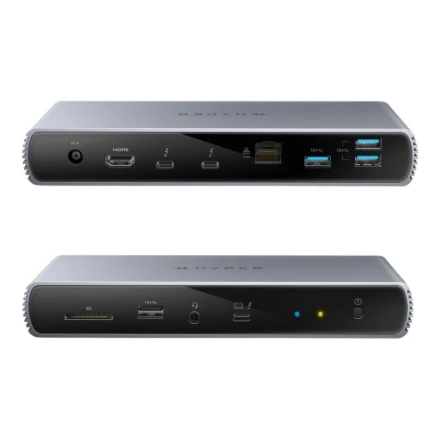 „Hyper | HyperDrive Thunderbolt 4“ prijungimo stotelė | HDTB4D-EU | Ethernet LAN (RJ-45) jungtys: 1 | HDMI jungčių kiekis: 1
