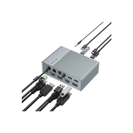 Hiper | HyperDrive Universal GEN2 15-in-1 USB-C triguba vaizdo prijungimo stotis, skirta įrenginiams su MST | Ethernet LAN (RJ-45) jungtys 1 | DisplayPorts kiekis 2 | HDMI jungtys 2 kiekis