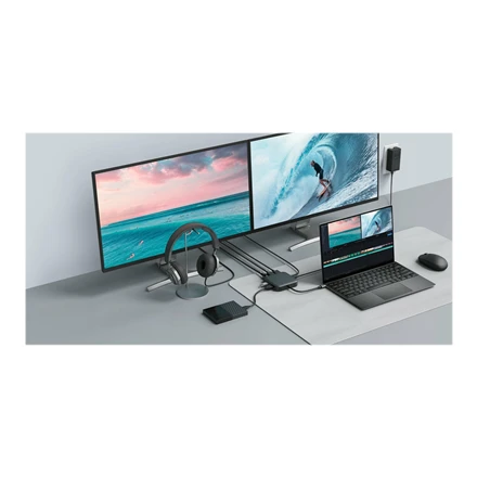 Targus Hiper | HyperDrive USB4 8K / Dvigubas 4K mobilusis dokas su 100 W PD galia | Ethernet LAN (RJ-45) jungtys 1 | DisplayPorts kiekis 1 | HDMI jungtys kiekis 1