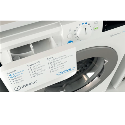 INDESIT | Skalbimo mašina | BWE 91496X WSV EE | Energy efficiency class A | Front loading | Skalbimo talpa 9kg | 1400 RPM | Gylis 63 cm | Plotis 59.5 cm | Digital | Baltas