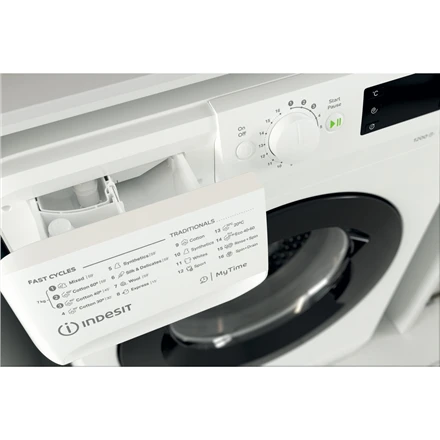 INDESIT | Skalbimo mašina | MTWE 71252 WK EE | Energy efficiency class E | Front loading | Skalbimo talpa 7kg | 1200 RPM | Gylis 54 cm | Plotis 59.5 cm | Ekranas | Big Digit | Baltas