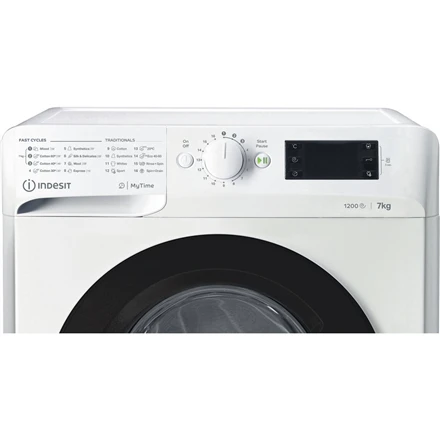 INDESIT | Skalbimo mašina | MTWE 71252 WK EE | Energy efficiency class E | Front loading | Skalbimo talpa 7kg | 1200 RPM | Gylis 54 cm | Plotis 59.5 cm | Ekranas | Big Digit | Baltas
