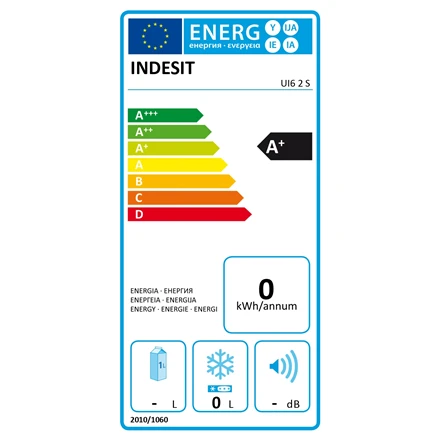 INDESIT | Šaldiklis | UI6 2 S | Energijos vartojimo efektyvumo klasė E | Stačias | Laisvai stovintis | Ūgis 167 cm | Bendra grynoji talpa 245 L | Sidabrinis