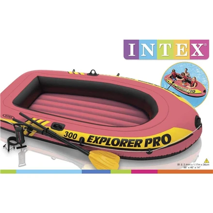 Oars Intex Explorer Pro 300 komplektas pripučiama valtis su irklais ir siurbliu Raudona/Geltona