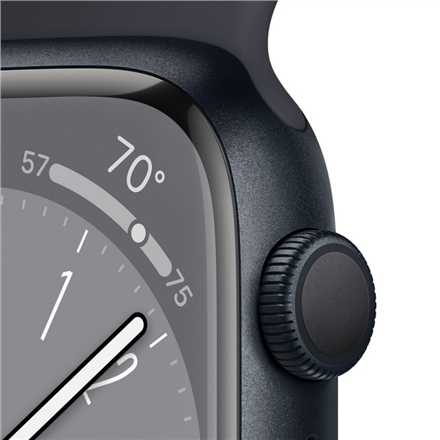 Išmanusis laikrodis Apple Watch Series 8 GPS, 41 mm,  "Midnight" spalvos aliuminio korpusas su "Midnight" spalvos sportiniu dirželiu