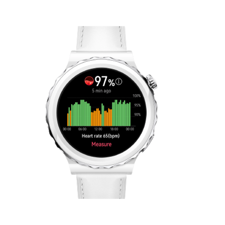 Išmanusis laikrodis Huawei Watch GT 3 Pro, Baltos spalvos korpusas su baltu odiniu dirželiu