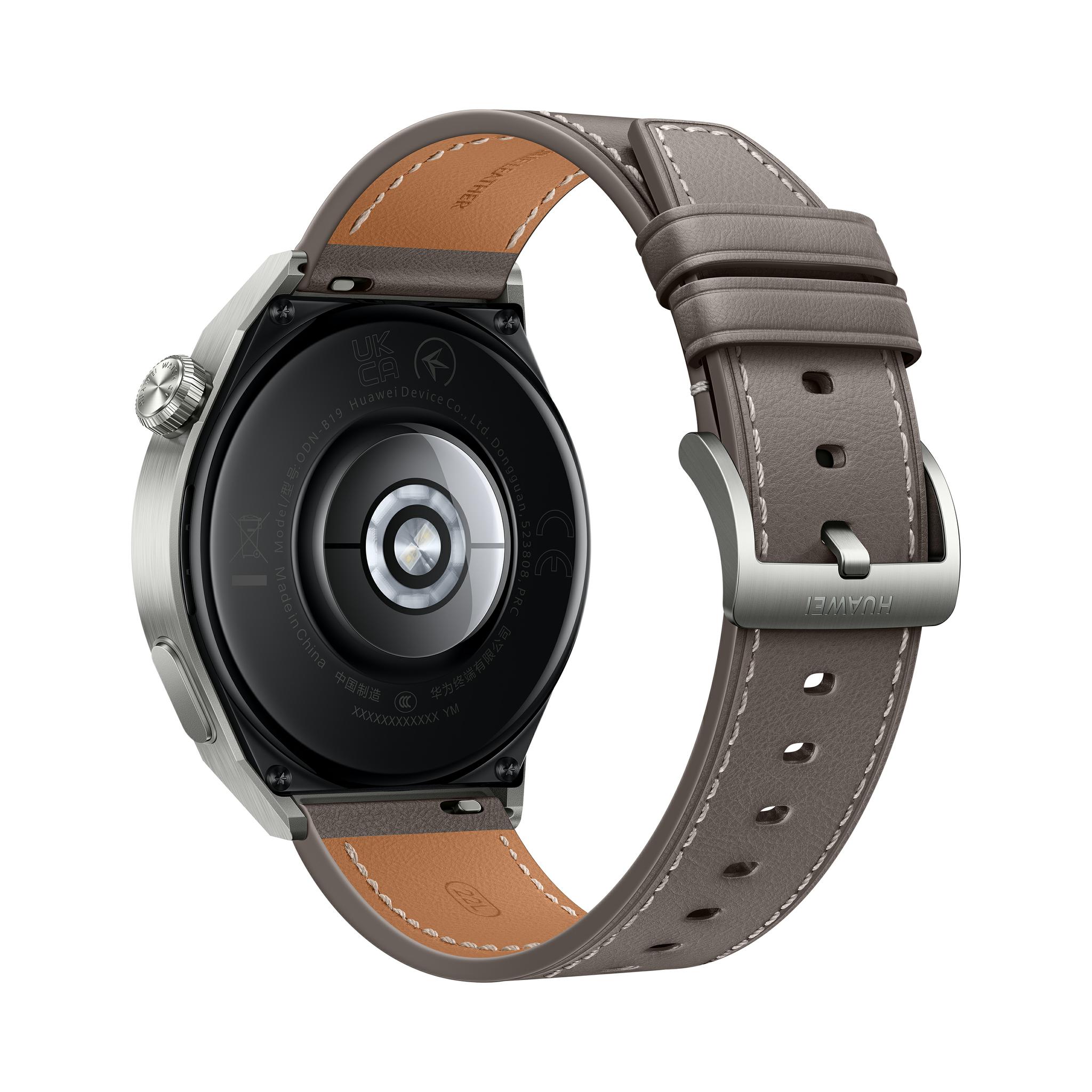Išmanusis laikrodis Huawei Watch GT 3 Pro Titanium (46mm), Titano spalvos korpusas su pilkos spalvos odiniu dirželiu