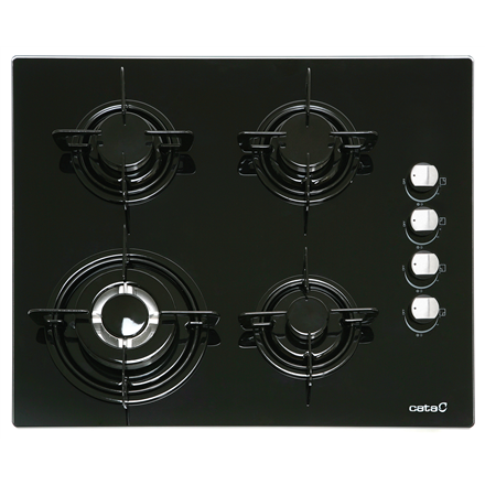 Kaitlentė CATA | Hob | CI 631 A/A 08041412 | Gas on glass | Number of burners/cooking zones 4 | Rotary knobs | Juodas