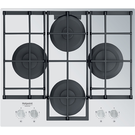 Kaitlentė Hotpoint ARISTON Hotpoint Hob HAGS 61F / WH Gas on glass, Number  of burners / cooking zones 4, Mechanical, Baltas | Varle.lt
