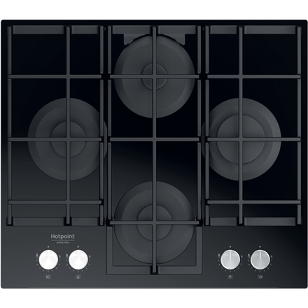 Kaitlentė Hotpoint ARISTON Hotpoint Hob HAGS 61F / BK Gas on glass, Number  of burners / cooking zones 4, Mechanical, Juodas | Varle.lt