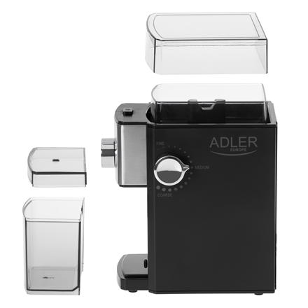 Kavamalė Adler | Kavos malūnėlis | AD 4448 | 300 W | Kavos pupelių talpa 250 g | Puodelių skaičius 12 talpykloje vnt(s) | Juodas