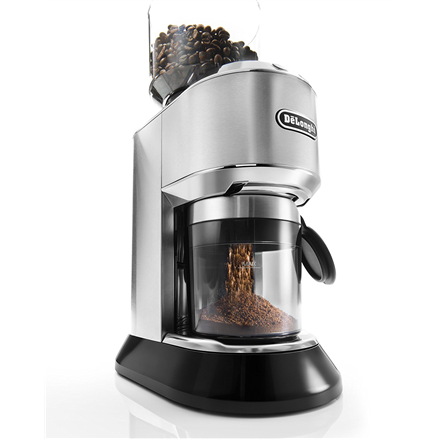 Kavamalė Delonghi kavos malūnėlis KG521.M DEDICA Inox/ juodas, 150 W, 350 g, Puodelių skaičius 14 vnt.