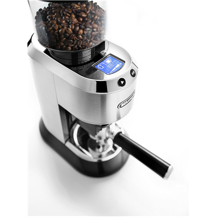 Kavamalė Delonghi kavos malūnėlis KG521.M DEDICA Inox/ juodas, 150 W, 350 g, Puodelių skaičius 14 vnt.