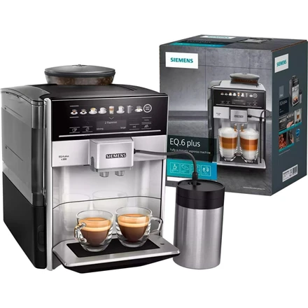 Kavos aparatas SIEMENS TE653M11RW Slėgis 15 bar, Su pieno plakikliu, Automatinis, Sidabrinis/Juodas
