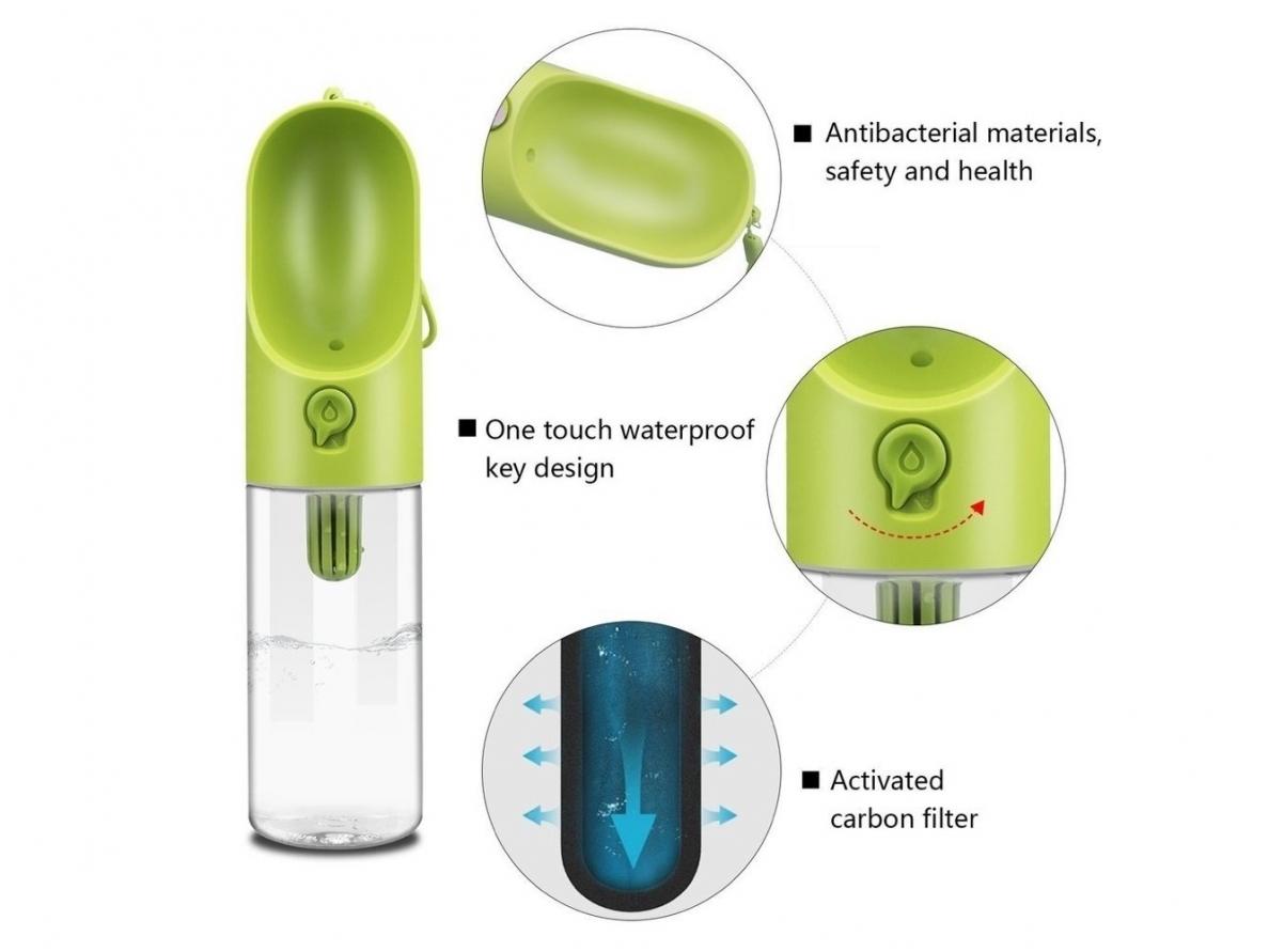 Kelionės gertuvė PETKIT EVERSWEET Travel Green 400ml su filtru