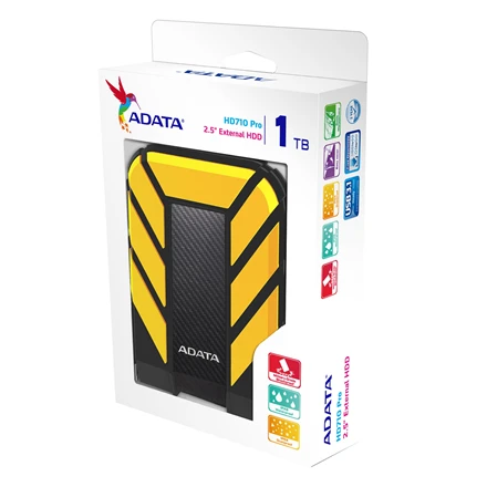 ADATA HD710P 1000 GB, 2,5 colio, USB 3.1 (atgalinis suderinamas su USB 2.0), Geltona