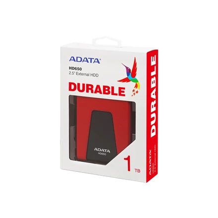 Kietasis išorinis diskas Adata HD650 1TB 2.5" USB3 Raudonas
