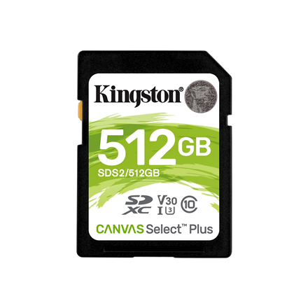 Atminties kortelė KINGSTON 512GB SDXC Canvas Select Plus 100R C10 UHS-I U3 V30