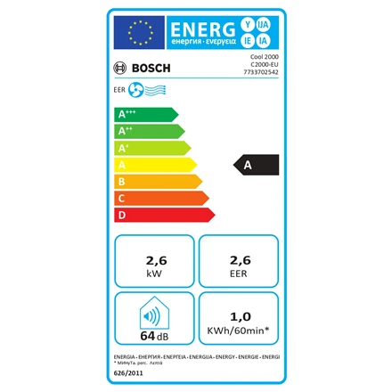 Mobilus oro kondicionierius Bosch Cool 2000 | Tinka iki 88 m³ patalpoms | Baltas