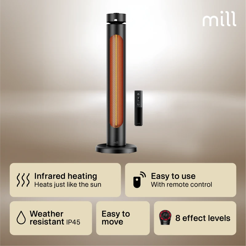 Infraraudonųjų spindulių lauko šildytuvas Mill Outdoor Heater CBOC20FLOOR | 2000 W | IP45 | Juodas