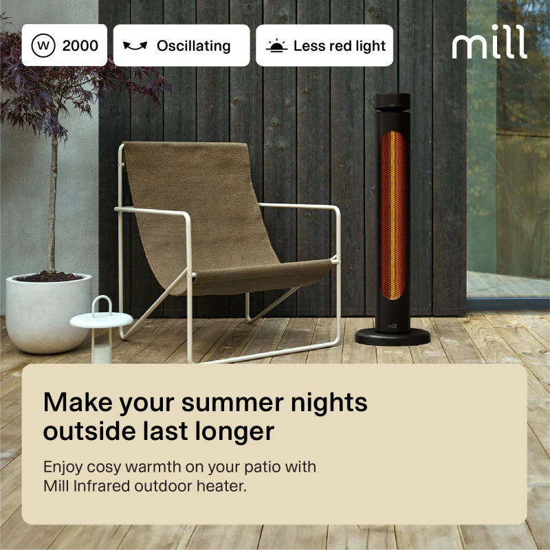 Infraraudonųjų spindulių lauko šildytuvas Mill Outdoor Heater CBOC20FLOOR | 2000 W | IP45 | Juodas