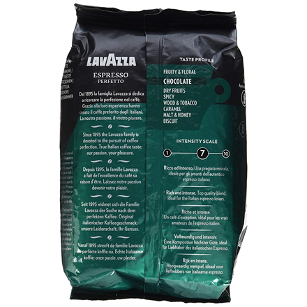 Lavazza Espresso Perfetto Kavos pupelės, Kavos stiprumas Sodri ir intensyvi, Arabica, 1000 g