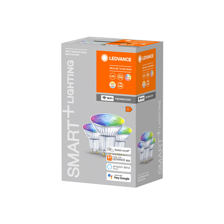 Ledvance SMART+ WiFi Spot RGBW Multicolour 40 5W 45° 2700-6500K GU10, 3vnt pakuotė | GU10 | 5 W | RGBW | Bevielis internetas