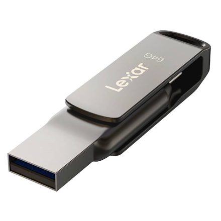 Lexar | 2 viename „flash“ atmintinė, kurios skaitymo greitis siekia 130 MB/s | „JumpDrive Dual Drive D400“ | 64 GB | USB C/A tipo | Pilkas