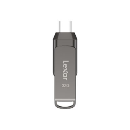 Lexar | 2 viename USB atmintinė, kurios skaitymo greitis siekia 100 MB/s | „JumpDrive Dual Drive D400“ | 32 GB | C ir A tipo USB 3.1 | Pilkas