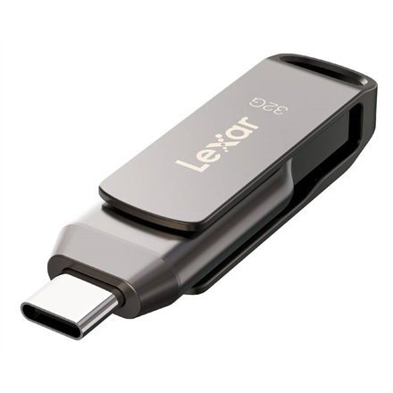 Lexar | 2 viename USB atmintinė, kurios skaitymo greitis siekia 100 MB/s | „JumpDrive Dual Drive D400“ | 32 GB | C ir A tipo USB 3.1 | Pilkas