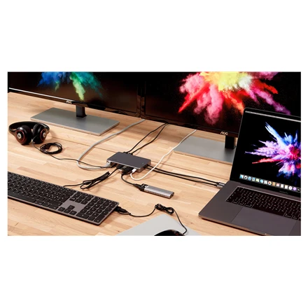 LMP prijungimo stotis USB-C Ekranas Dock 2 2 x HDMI; 1 x DisplayPort; 1 x Mini-DisplayPort; 1 x VGA; 1 x DVI; 1 x garso išvestis; 1 x Ethernet prievadas; 2 x USB 3.1 (Gen 1); 1 x USB-C