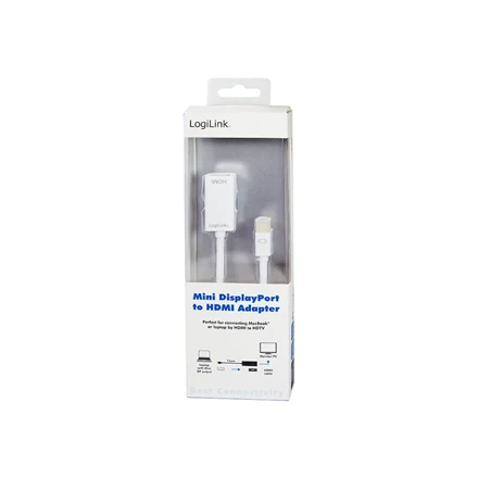 LogiLink Prisijungti | Adapteris Mini DisplayPort prie HDMI su garsu: | Pilkas | Mini DisplayPort | HDMI A | 0,1 m
