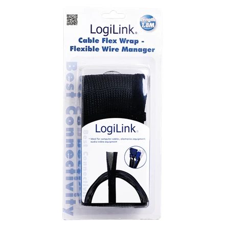 LogiLink Cable Flex Wrap | KAB0006 | Lankstus ir minkštas kabelių kanalas. Patikimai sujungia ir apsaugo laidus. Iškirpti iki reikiamo ilgio. Velcro užsegimas. Su antipireno funkcija. Ryšulio skersmuo 32 mm. | Juodas | 1,8 m
