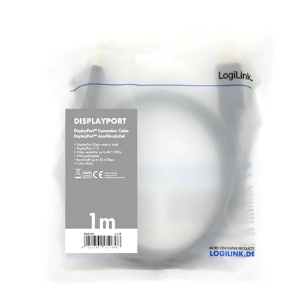 LOGILINK CV0119 LOGILINK - Jungiamasis laidas DisplayPort 1.4, 8K / 60 Hz, 1m