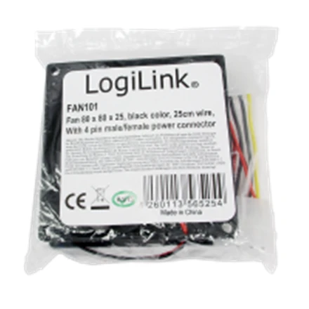 Logilink ventiliatorius 80*80*25, akrilas, su 4 LED'ais, juodas