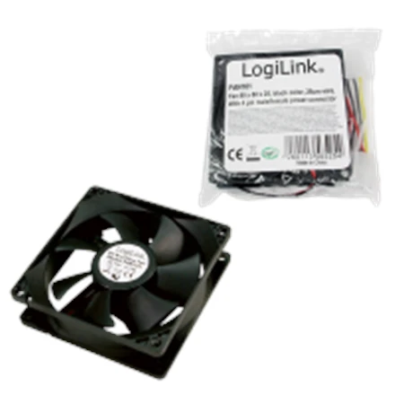 Logilink ventiliatorius 80*80*25, akrilas, su 4 LED'ais, juodas