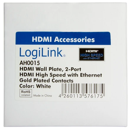 Logilink HDMI sieninė plokštė AH0015 2 x HDMI lizdas, HDMI sieninė plokštė, 1 X HDMI lizdas